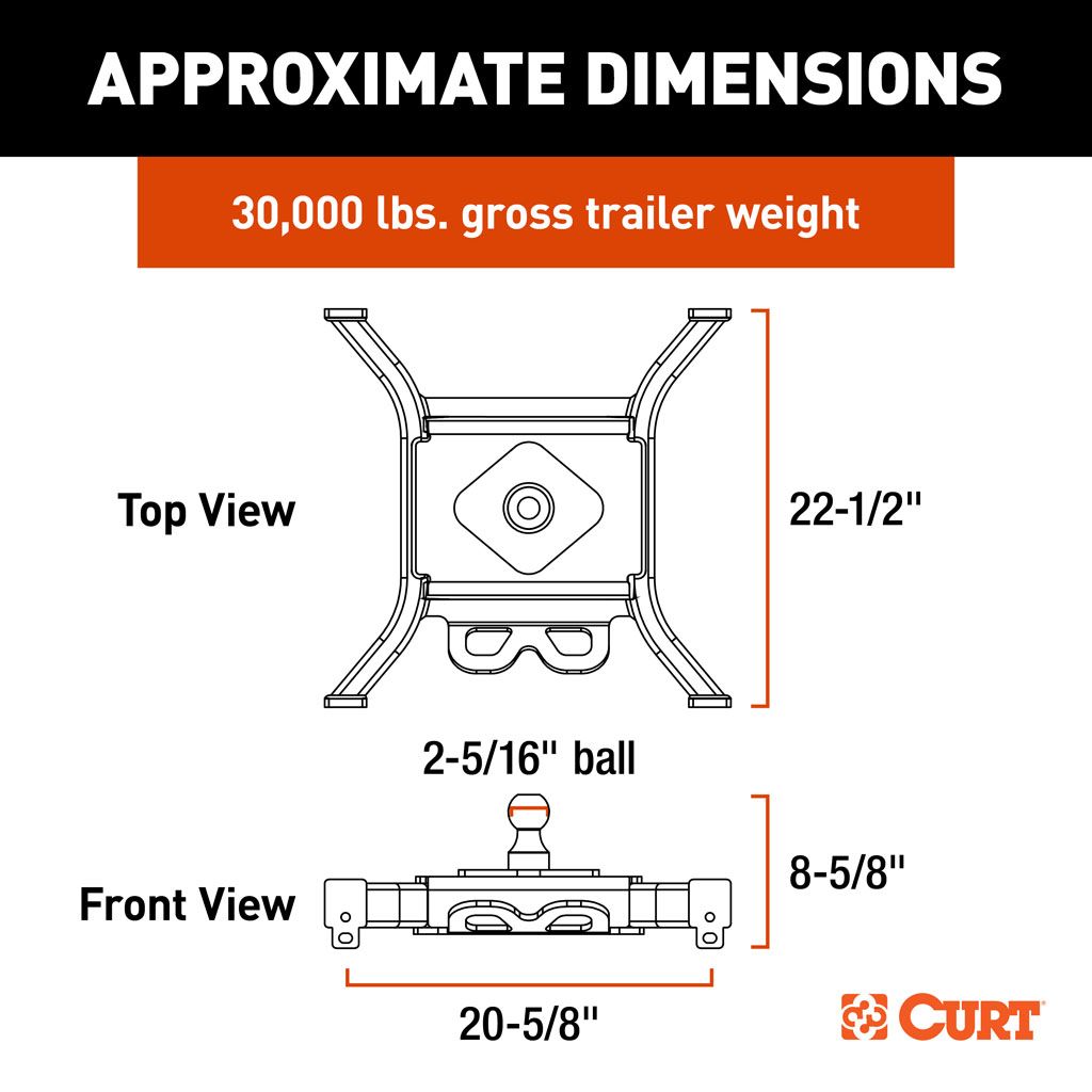 Spyder 5th Wheel Rail Gooseneck Hitch With 2-5/16" BALL, 30K #16090