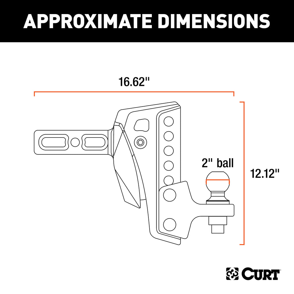 REBELLION XD ADJUSTABLE CUSHION HITCH BALL MOUNT (2" SHANK, 15,000 LBS.) #45949