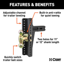 Load image into Gallery viewer, ADJUSTABLE CHANNEL MOUNT WITH DUAL BALL (3&quot; SHANK, 21,000 LBS., 10-5/8&quot; DROP) #45928